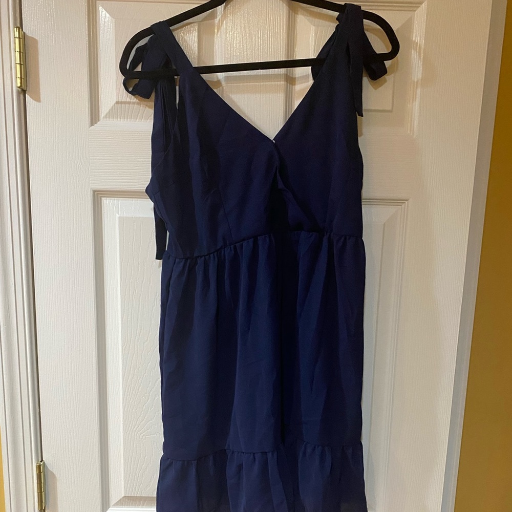 SHEIN mini dress with tie up straps in navy size large